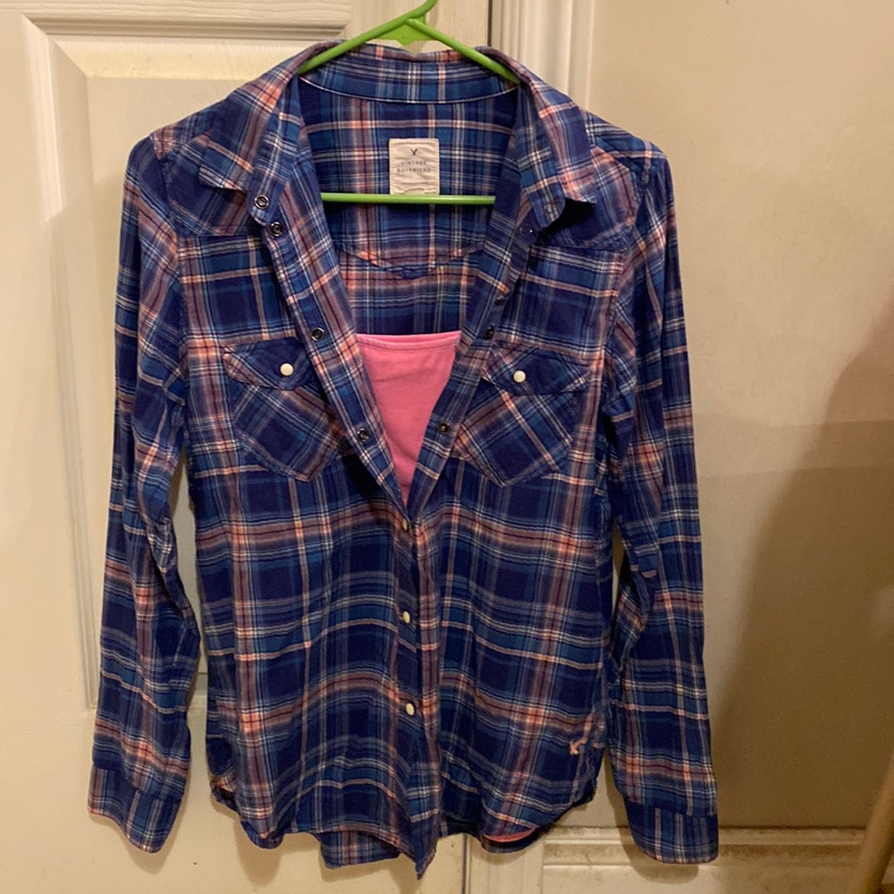 AE VINTAGE BOYFRIEND SNAP BUTTON SHIRT SIZE M